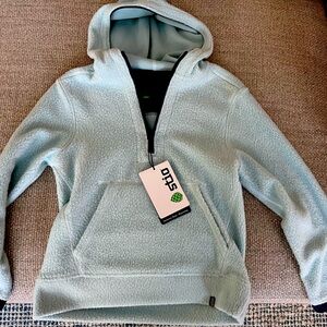 BNWT Stio kids Rawlins fleece hooded pullover in Raindrop.
